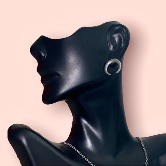 NEW Crescent Moon Earrings in Silver - Picture 1 of 4